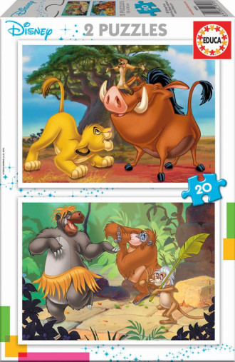 Disney Animals (2x20pc) Cardboard Puzzle 